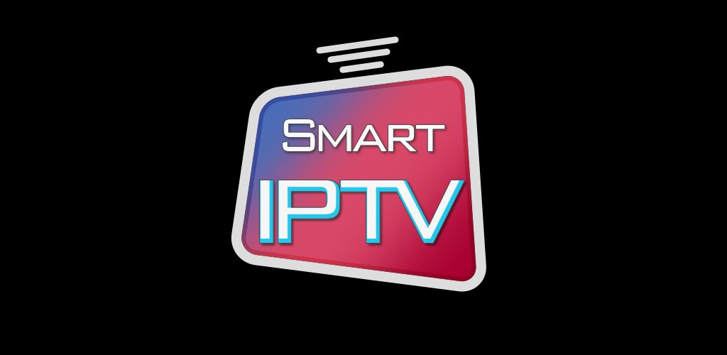 Smart IPTV -sovelluksen logo punaisella ja sinisellä värillä. Selkeä käyttöliittymä kanavien selaamiseen.